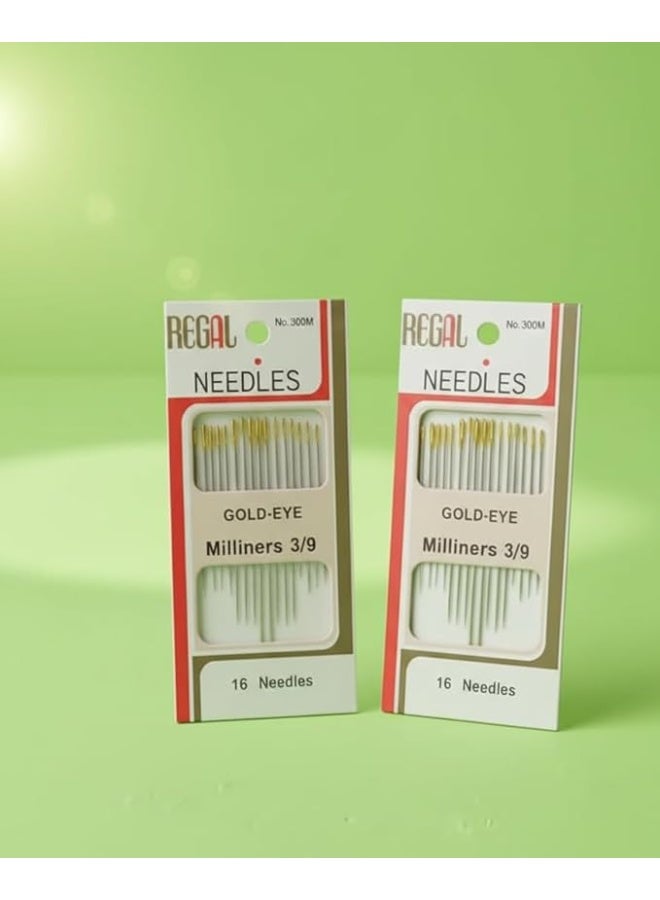 إبرة خياطة يدوية معدنية –32 ابرة متينة وسهلة الاستخدام لجميع أنواع الأقمشة - أداة أساسية للأعمال المنزلية والإصلاحات السريعة - خفيفة وسهلة الاستخدام (قطعتين) - Image 1